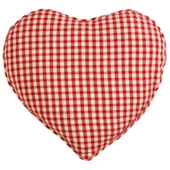Fabrique de Styles Coussins Et Housses>Coussin coeur en coton à carreaux 40x35cm - Mamie Rouge