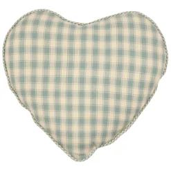 Fabrique de Styles Coussins Et Housses>Coussin cœur en coton vichy 40x35cm - Campagne Sauge
