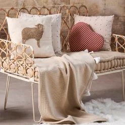 Fabrique de Styles Coussins Et Housses>Coussin en coton naturel et brun 45x45cm - A la ferme Naturel, Brun