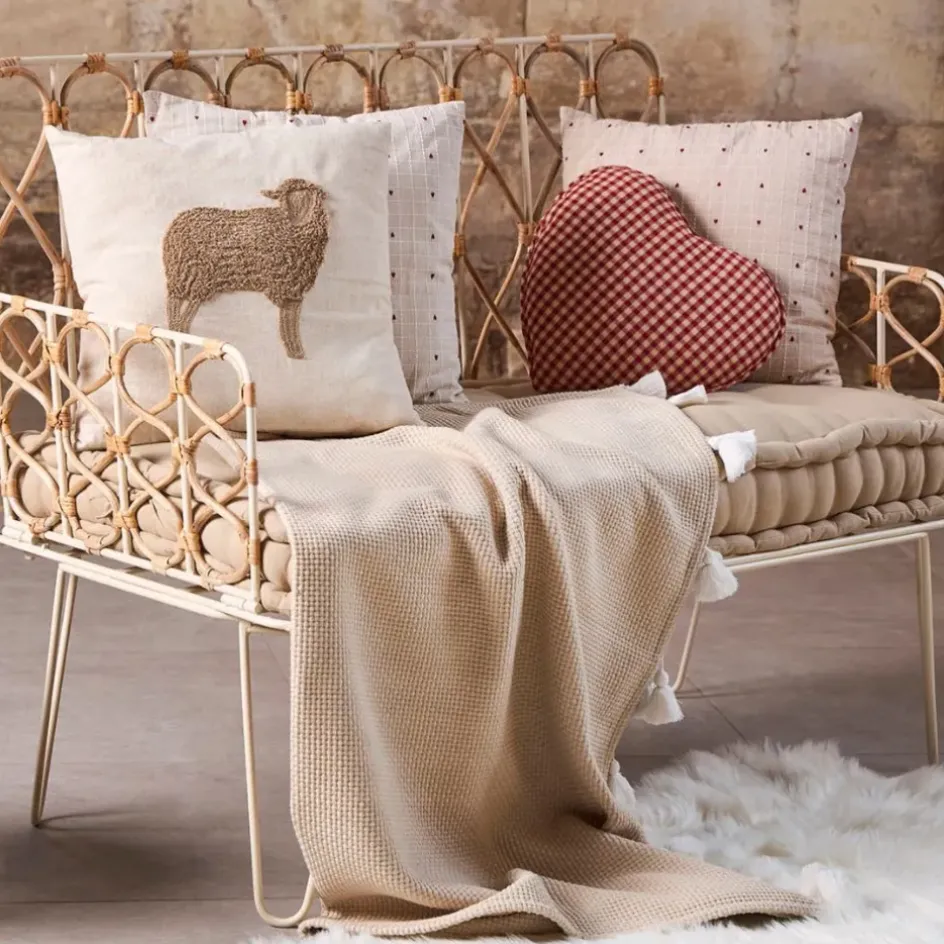 Fabrique de Styles Coussins Et Housses>Coussin en coton naturel et brun 45x45cm - A la ferme Naturel, Brun