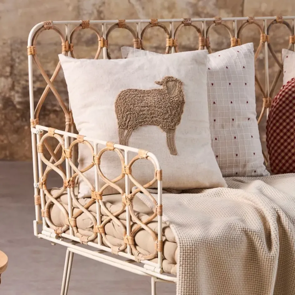 Fabrique de Styles Coussins Et Housses>Coussin en coton naturel et brun 45x45cm - A la ferme Naturel, Brun