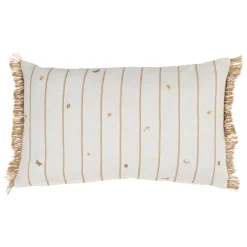 Fabrique de Styles Coussins Et Housses>Coussin en lin beige et blanc 30x50cm - Louise Beige, Blanc
