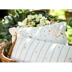 Fabrique de Styles Coussins Et Housses>Coussin en lin fleur des champs rose et blanc 45x45cm - Louise Rose, Blanc