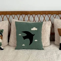 Fabrique de Styles Coussins Et Housses>Coussin oiseau en coton canard 40x40cm - Influence Bleu