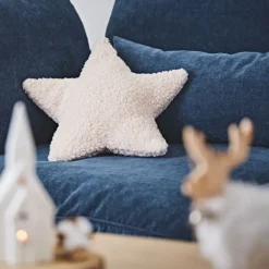 Fabrique de Styles Coussins Et Housses>Coussin étoile en tissu bouclette Crème