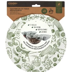 Fabrique de Styles Accessoires Réutilisables>Couvercle en tissu reutilisable x3 Vert