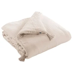 Fabrique de Styles Couvre-lits>Couvre lit en gaze de coton unie pampa 90x200cm - Gaia Naturel