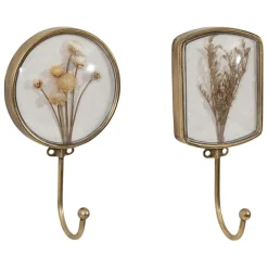 Fabrique de Styles Patères>Crochet en fer (x2) fleurs séchées Doré