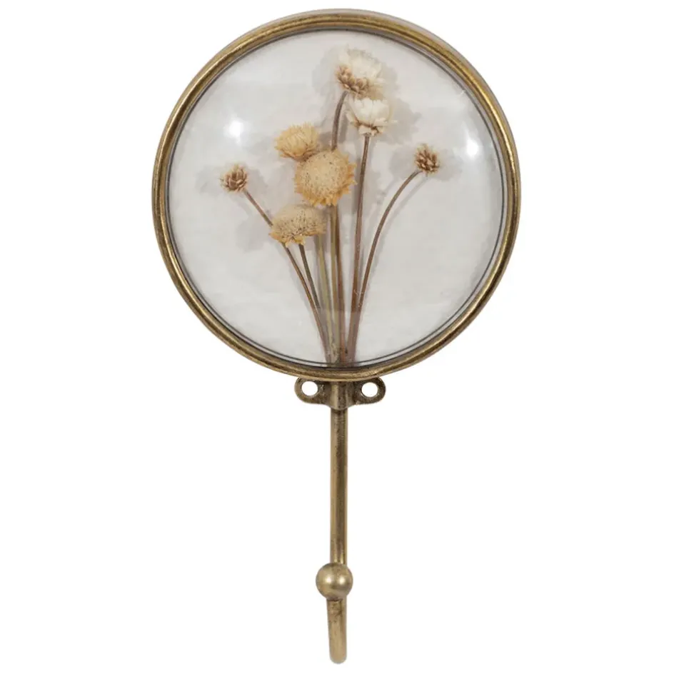 Fabrique de Styles Patères>Crochet en fer (x2) fleurs séchées Doré