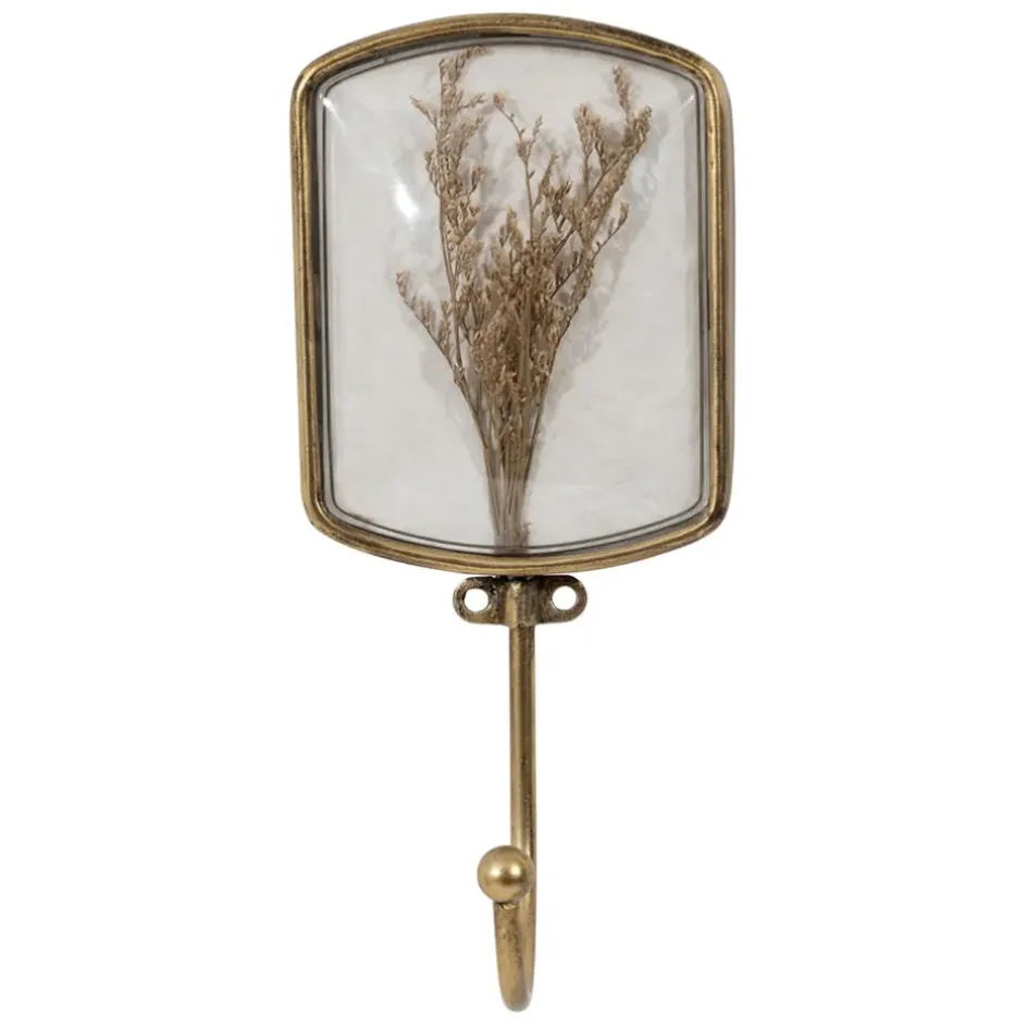 Fabrique de Styles Patères>Crochet en fer (x2) fleurs séchées Doré