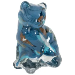 Fabrique de Styles Petits Objets Déco>Déco chat en verre bleu et doré - Félin Bleu, Doré