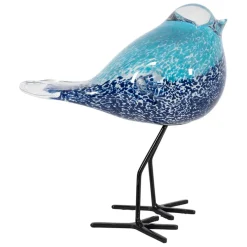 Fabrique de Styles Petits Objets Déco>Déco moineau en verre et fer - Serin Bleu