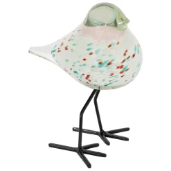 Fabrique de Styles Petits Objets Déco>Déco moineau en verre et fer vert et rose - Serin Vert, Rose