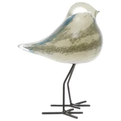 Fabrique de Styles Petits Objets Déco>Déco moineau serin ivoire et bleu en verre Ivoire, bleu