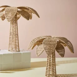 Fabrique de Styles Petits Objets Déco>Déco petit palmier en corde et fer h35cm - Palma Naturel