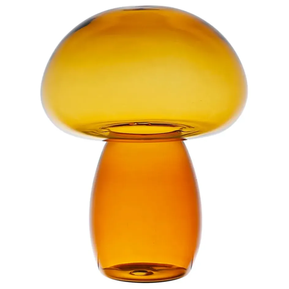 Fabrique de Styles Petits Objets Déco>Décoration champignon en verre H15,5cm - Dilacia Ambre
