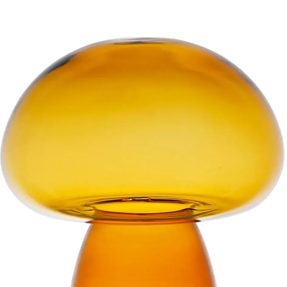 Fabrique de Styles Petits Objets Déco>Décoration champignon en verre H15,5cm - Dilacia Ambre
