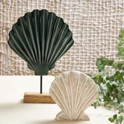 Fabrique de Styles Petits Objets Déco>Décoration coquille Saint-Jacques en manguier - Amarres Blanchi