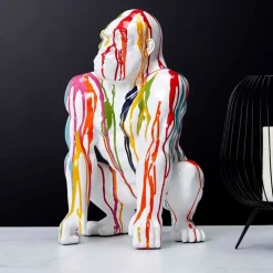 Fabrique de Styles Petits Objets Déco>Décoration gorille blanc rainbow Multicolore