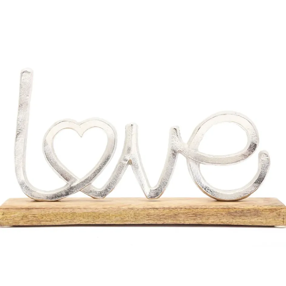 Fabrique de Styles Petits Objets Déco>Décoration love sur support en bois 32x5xh19cm Naturel