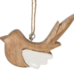Fabrique de Styles Déco À Suspendre Et Adhésive>Deco a suspendre moineau en manguier naturel et blanc - Floréal Naturel, Blanc