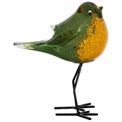 Fabrique de Styles Petits Objets Déco>Deco moineau en verre vert et jaune - Serin Vert, Jaune