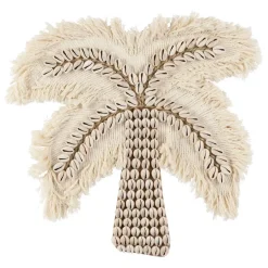 Fabrique de Styles Déco À Suspendre Et Adhésive>Deco murale palmier en coquillage 31x31cm - Cauri Blanc