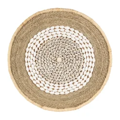 Fabrique de Styles Déco À Suspendre Et Adhésive>Deco murale rosace en coquillage naturel et blanc - Cauri Naturel, Blanc