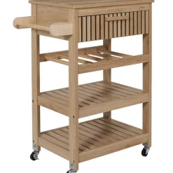 Fabrique de Styles Ilots Et Dessertes>Desserte en bois 3 niveaux et 1 tiroir - Kara Naturel