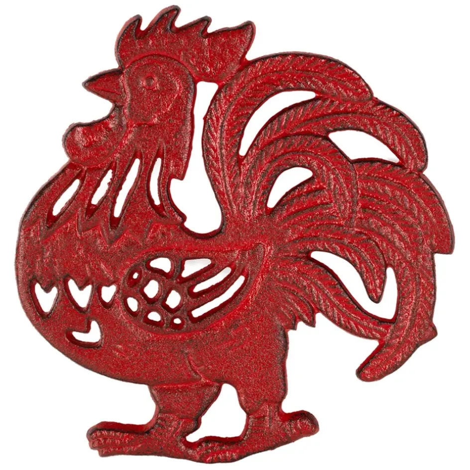 Fabrique de Styles Accessoires De Table>Dessous de plat coq en fonte - Basse-Cour Rouge