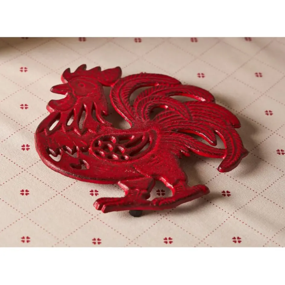 Fabrique de Styles Accessoires De Table>Dessous de plat coq en fonte - Basse-Cour Rouge