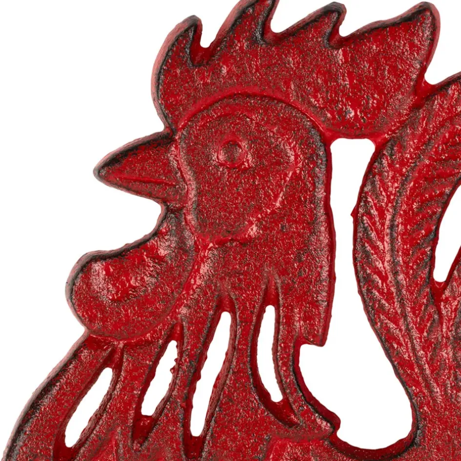 Fabrique de Styles Accessoires De Table>Dessous de plat coq en fonte - Basse-Cour Rouge
