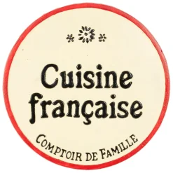 Fabrique de Styles Accessoires De Table>Dessous de plat en fonte "Cuisine française" et rouge d25cm Ivoire
