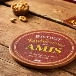 Fabrique de Styles Accessoires De Table>Dessous de plat en liège rouge et jaune d20cm - Bistrot Des Amis Rouge, Jaune