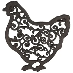 Fabrique de Styles Accessoires De Table>Dessous de plat poule en fonte - Basse-Cour Brun