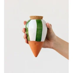 Fabrique de Styles Accessoires>Diffuseur d'eau en argile raye et blanc 25cl - Olla Vert