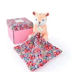 Fabrique de Styles Doudous Et Peluches>Doudou Faon pantin avec mouchoir H12cm - Boh'Aime Rose