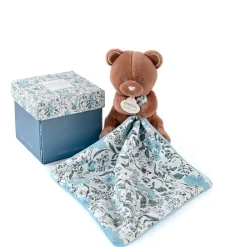 Fabrique de Styles Doudous Et Peluches>Doudou ours pantin avec mouchoir H12cm - Boh'Aime Bleu