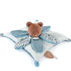 Fabrique de Styles Doudous Et Peluches>Doudou plat ours avec pétale - Boh'Aime Bleu