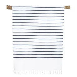 Fabrique de Styles Draps De Plage Et Foutas>Drap de plage en coton mariniere bleu et 90x180cm - Pestamal Blanc