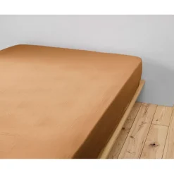 Fabrique de Styles Draps Housses>Drap housse en gaze de coton 140x190cm - Gaia Camel