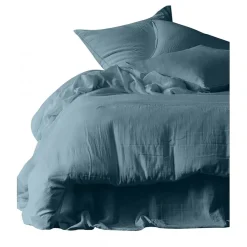 Fabrique de Styles Draps Housses>Drap housse dili de prusse 140x200cm en voile de coton lavé Bleu