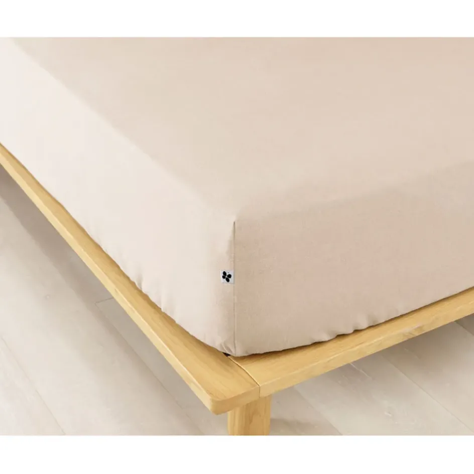Fabrique de Styles Draps Housses>Drap housse en flanelle sable 160x200cm - Candice Beige
