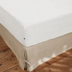 Fabrique de Styles Draps Housses>Drap housse en lin lavé 140x190cm - Soline Craie