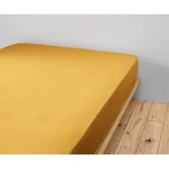 Fabrique de Styles Draps Housses>Drap housse en gaze de coton 160x200cm - Gaia Safran