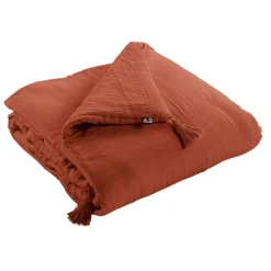Fabrique de Styles Housses D'édredon>Edredon en gaze de coton terracotta 150x150cm - Gaia Orange
