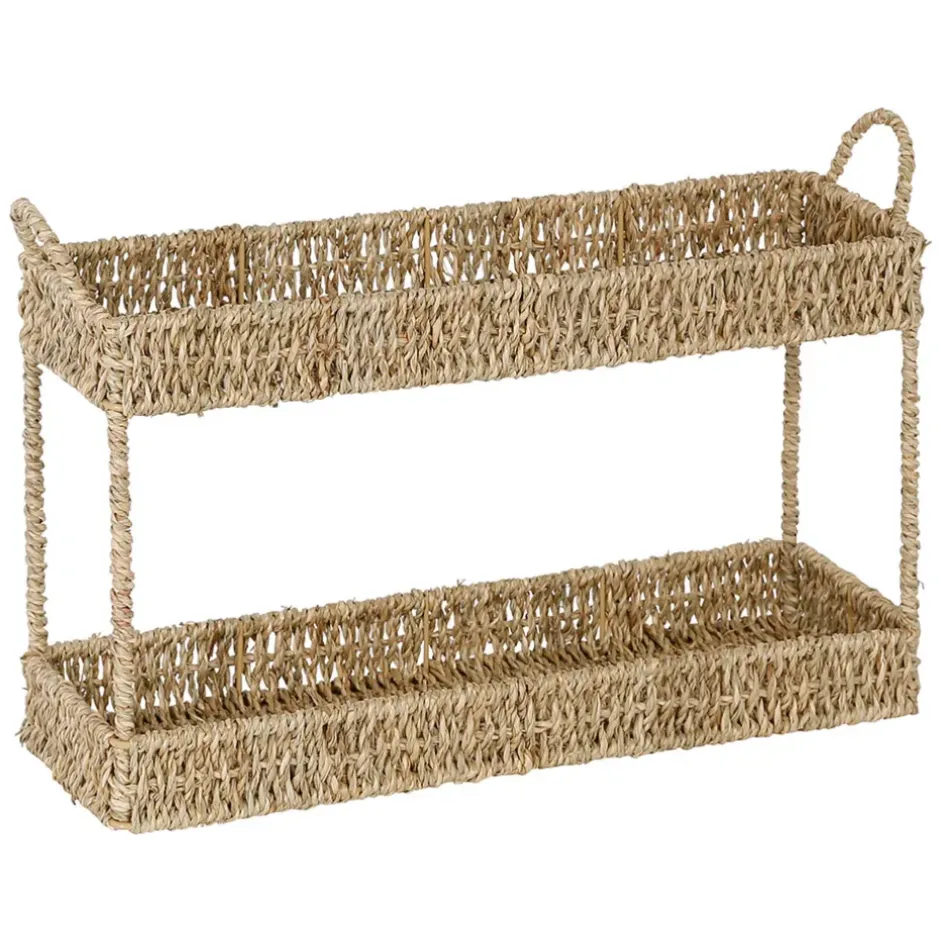 Fabrique de Styles Bibliothèques Et Étagères>Etagere 2 niveaux en jonc de mer h26.5cm - Borneo Naturel