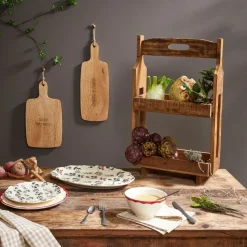 Fabrique de Styles Bibliothèques Et Étagères>Etagere 2 paniers en bois recyclé h65.5cm - Campagne Naturel
