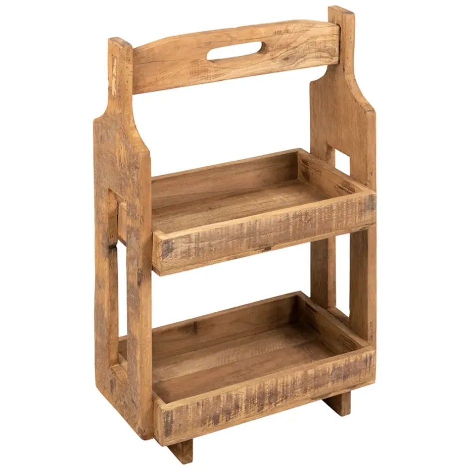Fabrique de Styles Bibliothèques Et Étagères>Etagere 2 paniers en bois recyclé h65.5cm - Campagne Naturel
