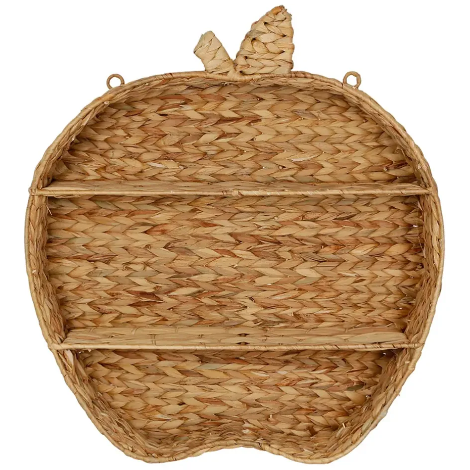 Fabrique de Styles Étagères Murales>Etagere murale 2 niveaux en jacynthe d'eau et fer h59cm - Pomme Naturel